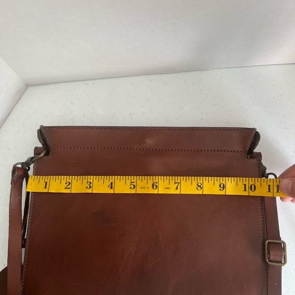 Made in Italy Leather Crossbody Bag Brown Turn-Lock Triple-Gusset Vintage - Picture 14 of 15